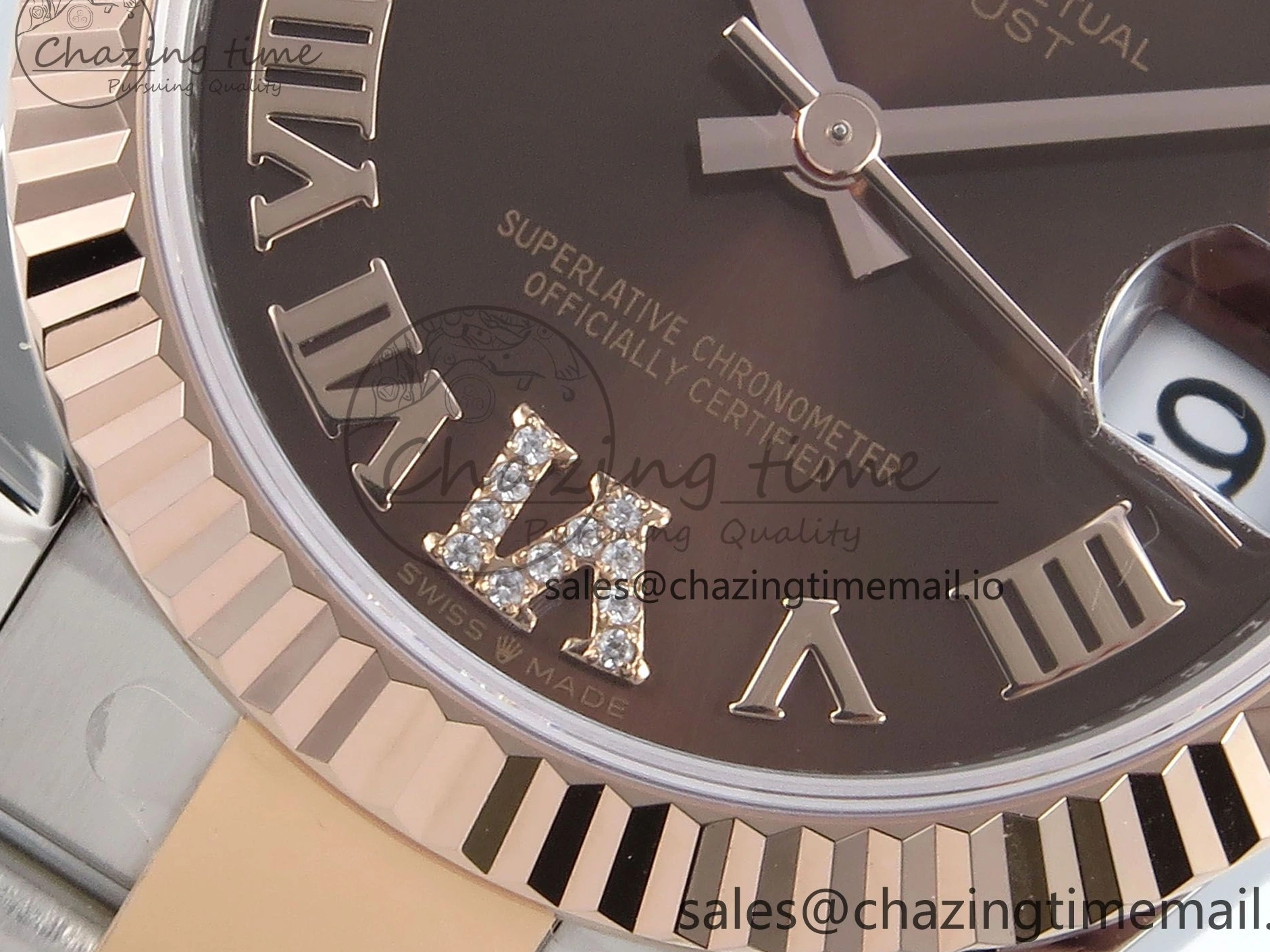 0216 DateJust 31 278271 ARF 1:1 Best Edition 904L Steel Brown Roman Diamonds Dial on SS RG Oyster Bracelet ETA SmartChoice 520